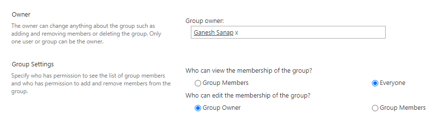 Group settings